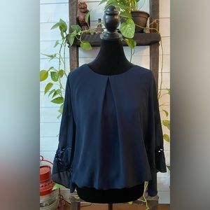 by & by: Navy Blue Blouse